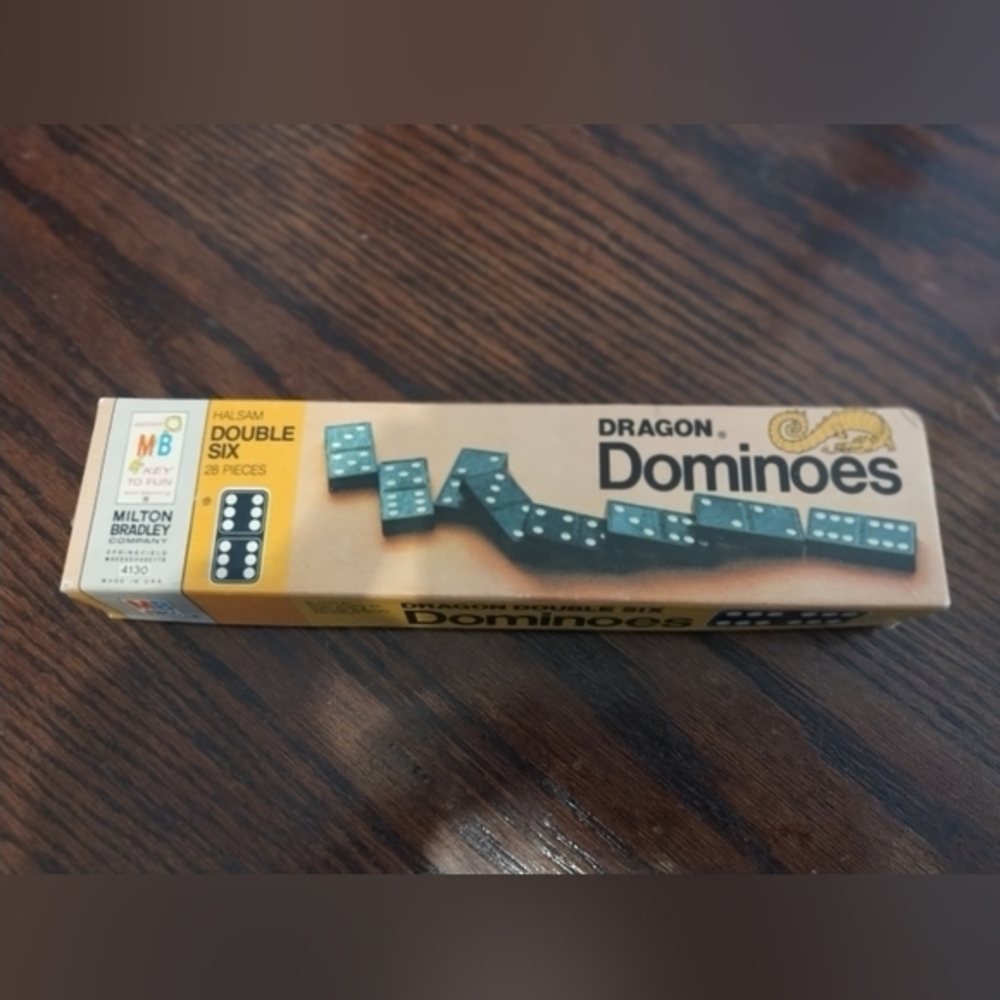 Vintage 1970 Dragon Dominoes Halsam Double Six 28 Pieces by Milton Bradley